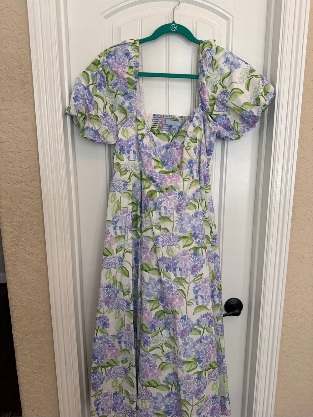 Hill house Floral Puff-Sleeve nap Dress in Lavender & Green - Picture 1 of 3